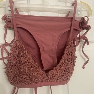 Xhilaration Pink Crochet Bikini Set